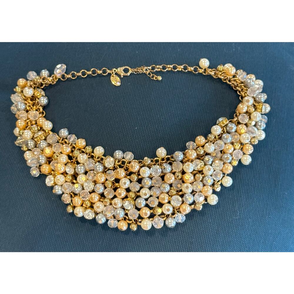 Cato Brand Statement Necklace Chain-mail & Pearls - Prom Wedding Night Out EUC